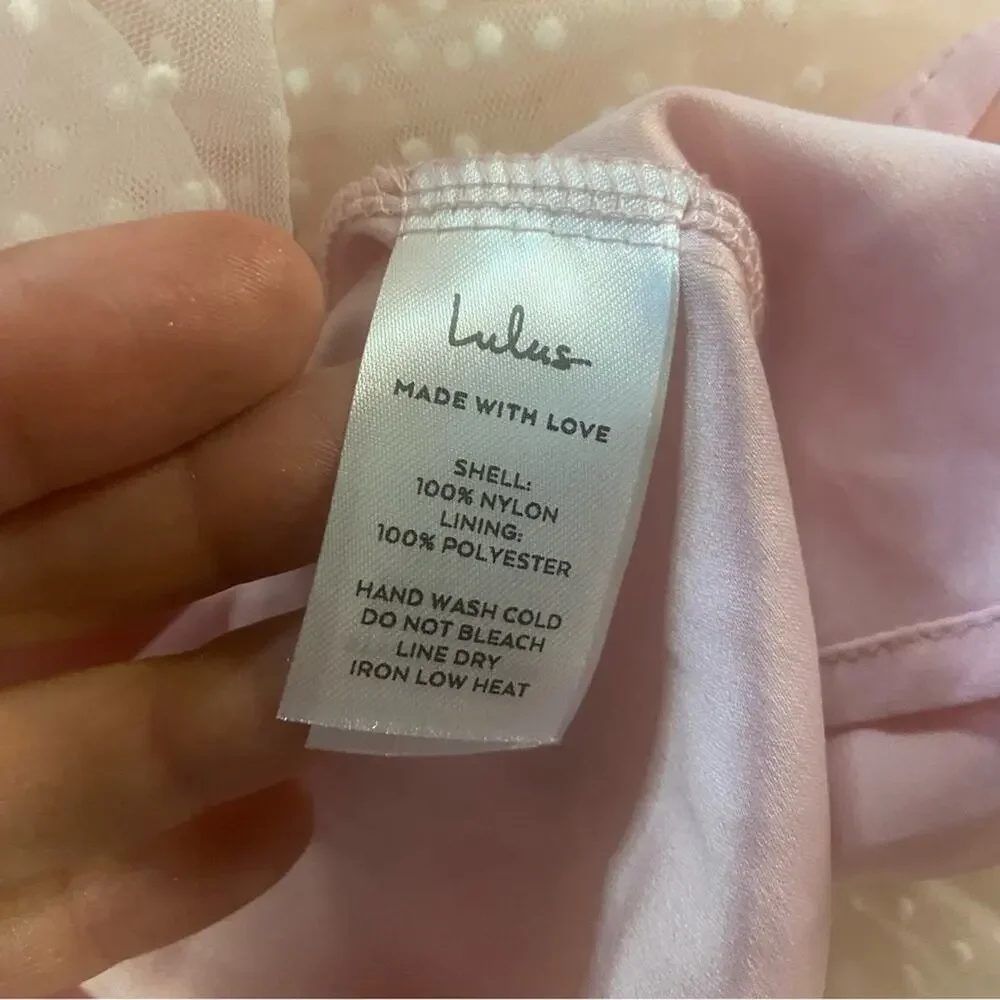 NWOT Lulus Wishing for Whimsy Blush Pink Swiss Dot Ruffle Tiered Midi Dr… - Picture 8 of 11